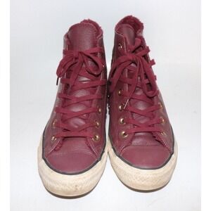 Converse All Star Tennis Shoes Red Maroon Leather Woman 8